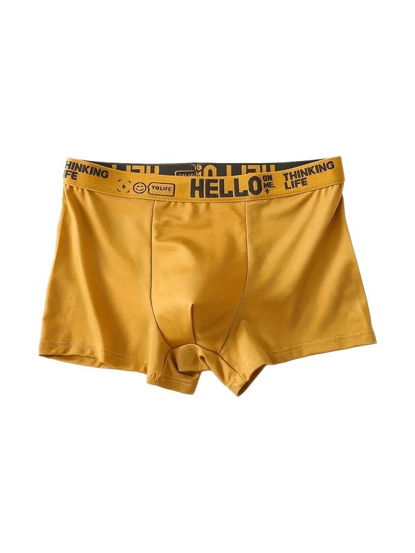 Comfortable 10-Pack HELLO Men'S Boxer Briefs - Breathable Polyester 95% Spandex 5% - Fashionable Casual Sports Shortie Underwear, Medium Stretch, Solid Color Knit Fabric 5