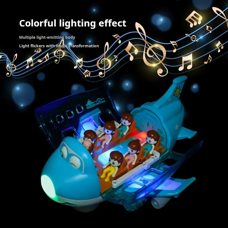 [Automatic Airplane Toy] 360° Rotation Automatic Walking Airplane Toy | Lights and Music, Obstacle Avoidance, All-round Movement, Automatic Switching | Pink/Blue, Accessories Random Color, Battery Not Included 8