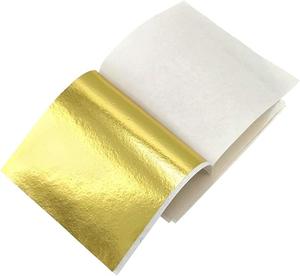 Gold Leaf Sheets, 24K Real Gold Foil Flakes for Nail Art Oil Painting Gilding 3.5x3.5 Inch Non-Toxic Craft Supplies 100pcs DIY Home Décor Metal Leaf Kit