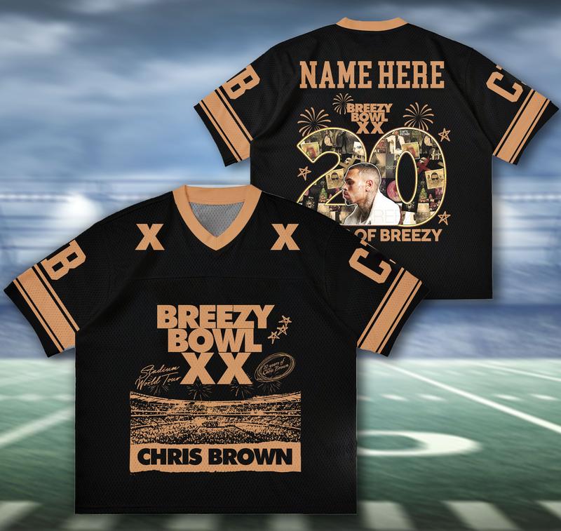 Chris Brown XX Breezy Bowl Jersey, 2025 Tour Concert Outfit 0