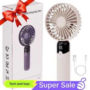 Multipurpose Handheld Fan, Portable Rechargeable Fan with Digital Display, Universal Household Fan for Indoor Outdoor Use, Handheld Desktop Fans