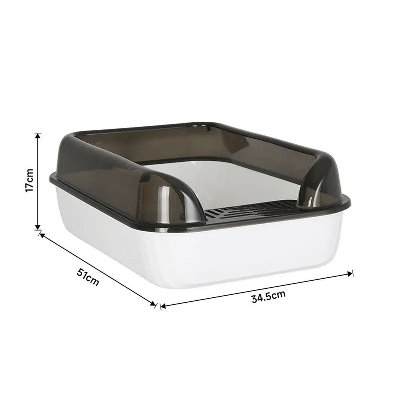 Large Cat Litter Tray Box, Plastic Open Cat Litter Box with Raised Rims and Detachable Rim, Litter Tray with Free Scoop, 50*34.5*17cm litter  box litter  tray 4
