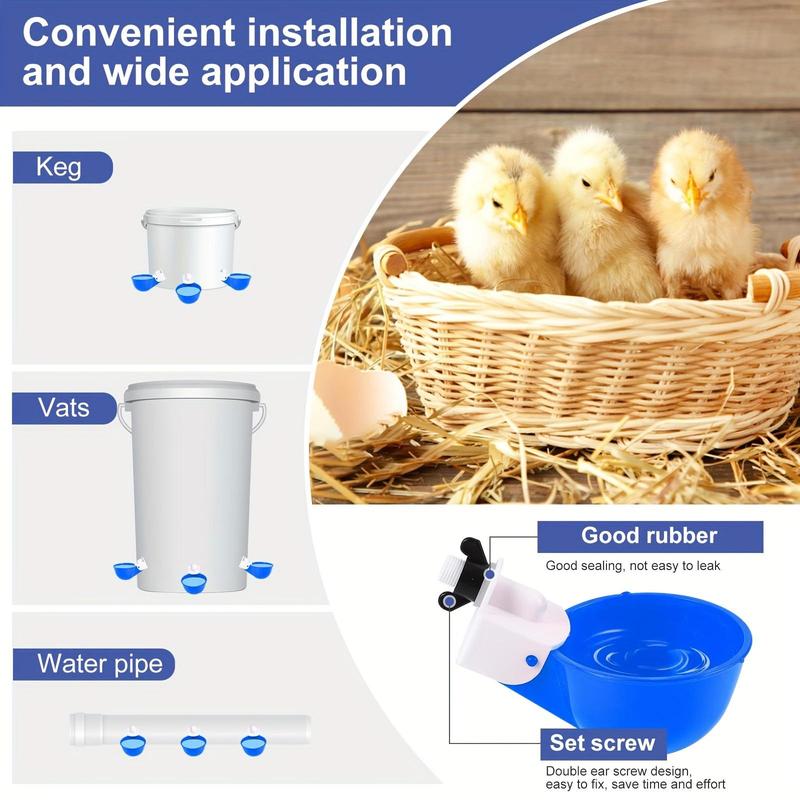 Tgeyd 5/10pcs Automatic Chicken Waterer Cups - DIY Large Drinking System for Poultry, Ducks, Quails, Rabbits & Birds 1