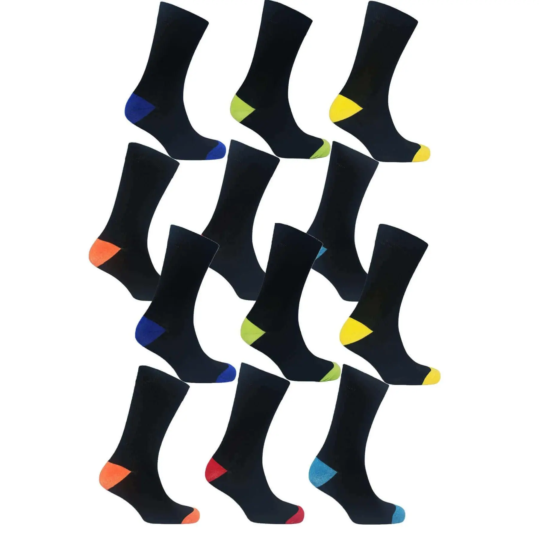 12 Pairs Men's Black Work Socks Comfort Fit with Combed Cotton Durable Construction Ultra-Smooth Flat Toe Seam Assorted Styles UK 6-11 by Sock Stack