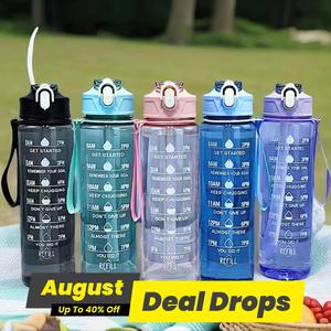 Large Capacity Waterbottle, 1 Count Reusable Portable Straw Cup with Time Scale, Summer Cool Bottle Drinking Cup for Home Office School Outdoor Sports Travel, Drinkware, Insulated Water Bottle