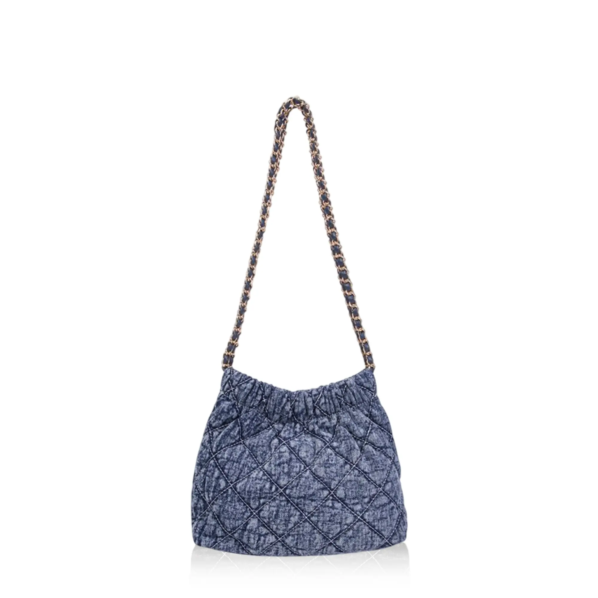 Rowan Washed Denim shoulder bag - Belle Bag, Women's Handle Bags with Shoulder Strap, Ladies Handbags with Metallic Button, Tweed Ladies Bag, Handbags for Women