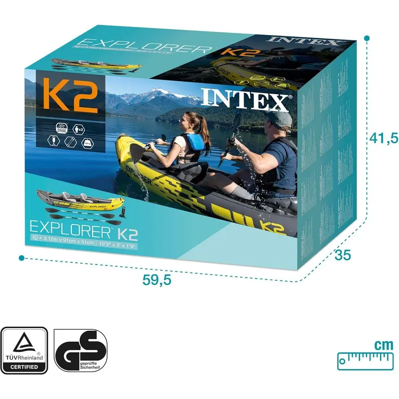 Explorer K2 Kayak, 2-Person Inflatable Kayak Set with Aluminum Oars and High Output Air Pump 5