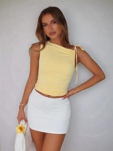 Women's Solid Color Tie Shoulder Vest, Summer Casual and Fashionable Chic Sleeveless Top, Women's Daily Clothing