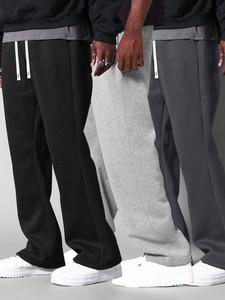 Men's Solid Color Straight Leg Pants, Casual Comfy Breathable Trousers for Summer, Fashion Men's Bottoms for Daily Wear