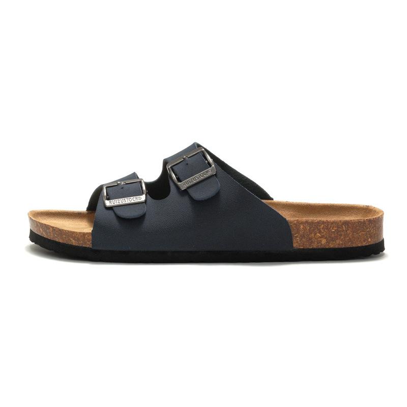 Product Introduction of High Quality Custom Logo Summer Men Sandals 2025 Leather Upper Cork Sole Slippers 7