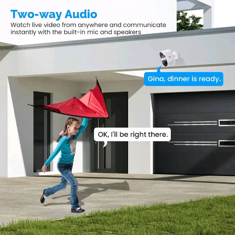 2 PACK 1080P Wireless Security Camera with 2 Spotlights AI Human Detection Color Night Vision 2-way Talk FHD Live View Cloud Storage 2.4G WiFi Battery powered Indoor Outdoor Surveillance 5