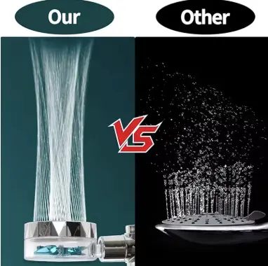 BEST 360 Degrees Rotation Turbo Fan Shower Head High Pressure Water Saving Spray Adjustable Showerhead Filters Bathroom Accessories 5