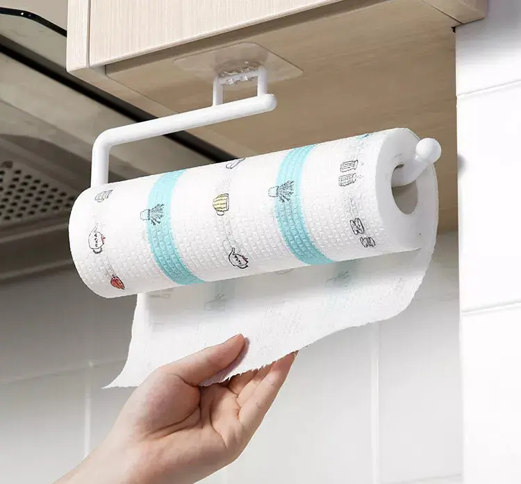 Kitchen Roll Holder Paper Toilet Towel Under Shelf Cabinet Storage Rack Hanger