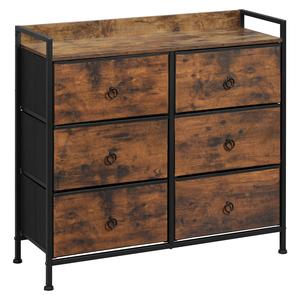 WOLTU Chest of Drawers Bedroom Storage Cabinet with 6 Drawers, Dresser with Fabric Drawers Hallway Storage Unit with Open Shelf, Steel Frame, Living Room Sideboard, Vintage Brown + Black, SSK010shm alex  drawers