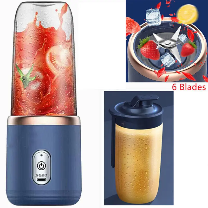 New Electric Mini Juice Maker Portable Blender Smoothie Juicer Fruit Machine UK with 2 Cups Eco-friendly Materials Rechargeable Battery 300ML Capacity 1800-20000 rpm 12 Months Warranty 7
