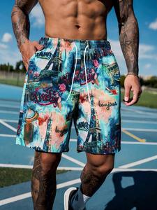 Men's Loose Floral Print Shorts, Casual Comfy Breathable Swim Shorts for Summer, Men's Shorts for Beach Vacation