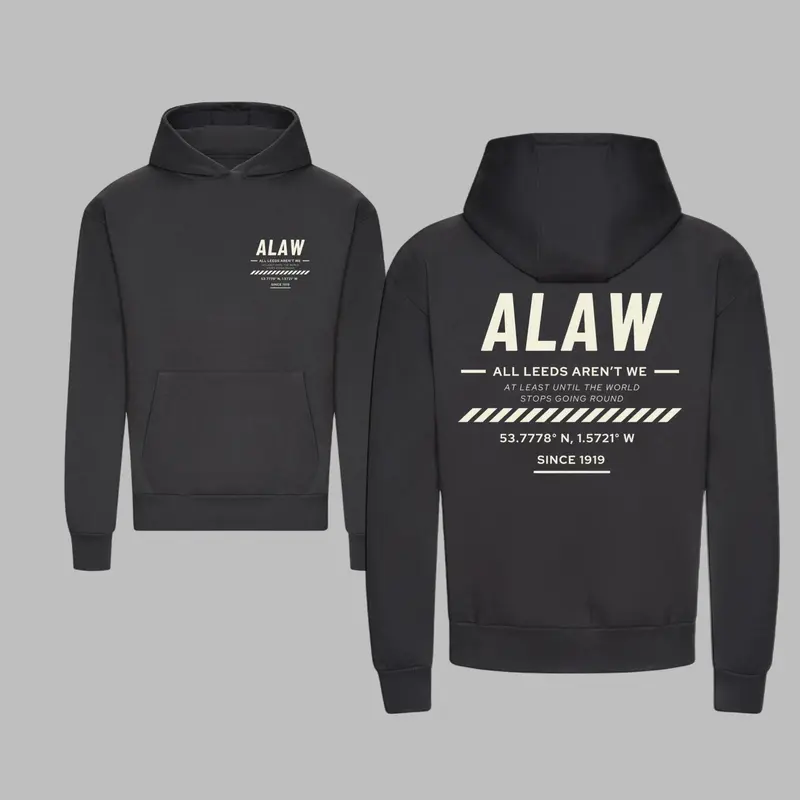 ‘ ALAW ’ Leeds Premium Charcoal Heavy Unisex Hoodie 0