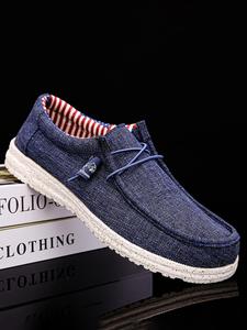 Men's Casual Lace Up Denim Slip-on Loafers, Lightweight Breathable Flat Shoes, Comfortable Non-slip Shoes for Daily Wear