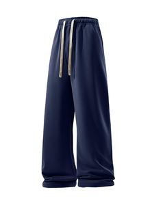 Men's Solid Drawstring Waist Straight Leg Pants, Loose Casual Comfy Pants for Fall & Winter, Men's Trousers for Daily Wear
