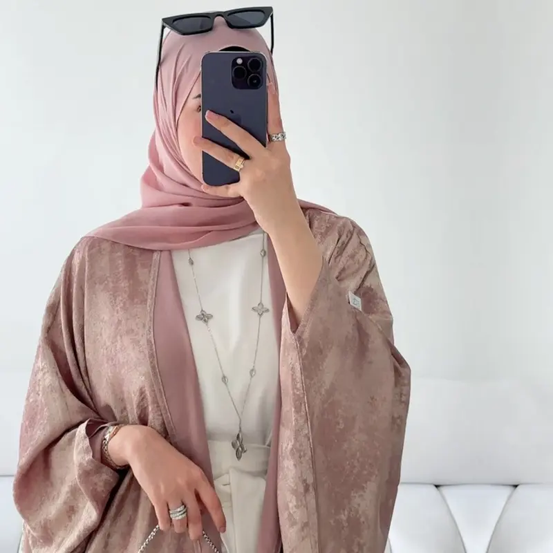 2025 Muslim clothing fashion stitching Dubai Turkish elegant robe open  abayas 8