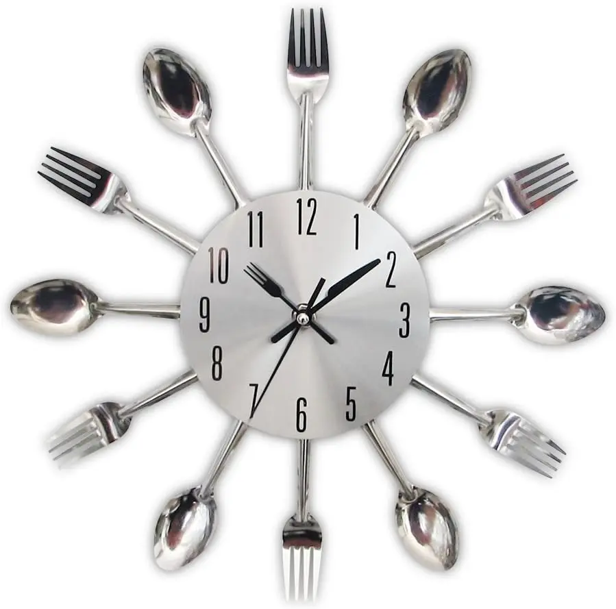 3D Removable Modern Creative Cutlery Kitchen Spoon Fork Wall Clock Mirror Wall Decal Wall Sticker Room Home Decoration
