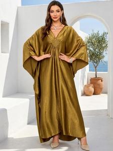 Women's Batwing Sleeve Kaftan Maxi Dress, Elegant Long Sleeve V Neck Dress for Party Evening Formal, Ladies Clothes for All Seasons