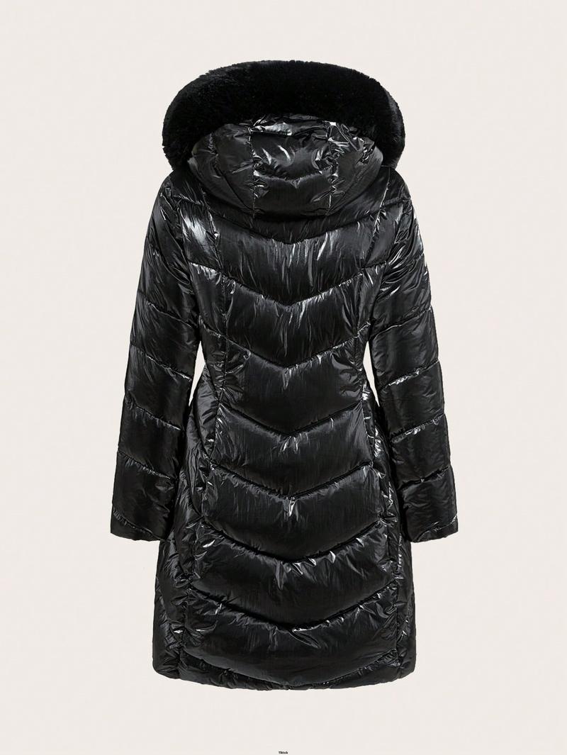 Product Introduction of Trim With Hooded Length s Women Anewsta Mid - Padded Coat Detachable Fluffy 54