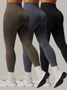 Women's Solid High Waist Sports Leggings, Casual Comfy Breathable Seamless Skinny Pants for Yoga Gym Workout Running, Ladies Sportswear for All Seasons, Tight Leggings, Legging Fitness, Training Leggings