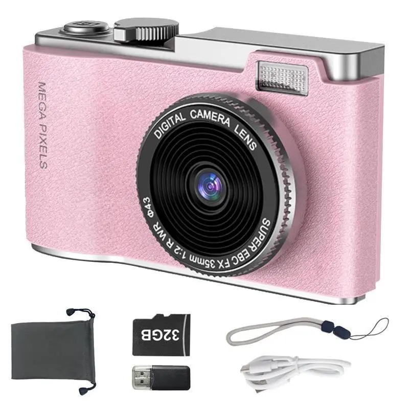 1080P 2.4 Inch Camera, Rechargeable Dual Camera CCD with 32G Memory Card & Multiple Filter Modes, Portable Anti-shake Smart Zoom Camera for Outdoor, Gift for Girlfriend