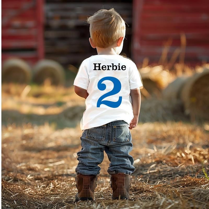 Boys Im two ( or any age) Farm Blue Tractor birthday T-Shirt 1