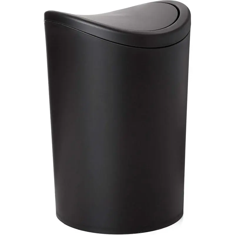 Bathroom Bin with Tilting Lid, 6L Capacity, made of Polypropylene, BPA Free, Color Gray, Measures 19 x 19 x 19 x 28 cm Black 4
