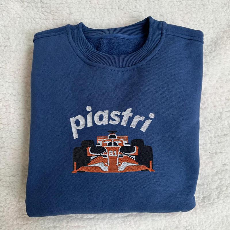Oscar Piastri McLaren F1 Embroidered Sweatshirt, F1 Merchandise, Racing Streetwear for Fans, Race Day Outfits 2