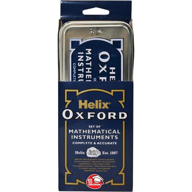 Oxford Maths Set with Storage Tin - 10 Piece Maths Equipment Set 1