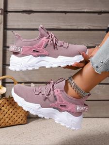 Women's Fashionable Lace Up Low Top Mesh Sneakers, Casual Comfortable Breathable Lightweight Sports Running Shoes, All-match Basic Shoes for Daily Wear, Casual Running Footwear