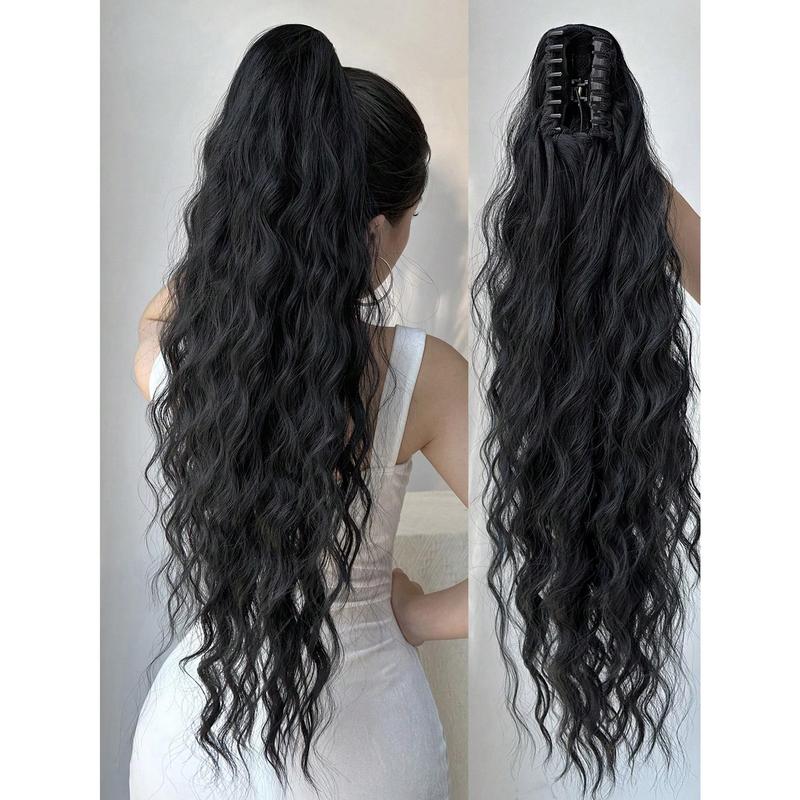 Ponytail Extensions Hair Long Water Wave Hair Heat Resistant Fiber Synthetic Hairpiece For Women Girls Party Daily Use 6
