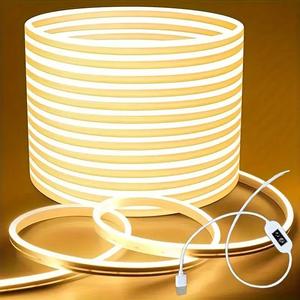 USB Powered LED Neon Light Strip, 1 Count Flexible and Freely Cuttable DIY Light Strip, Suitable for Indoor Bedrooms, TV Backlight Cabinets, Stairs and Kitchens