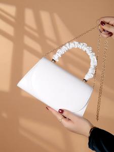 Women's Elegant Bowknot Handle Design Evening Bag, Trendy Minimalist Chain Strap Clutch Bag, Chic All-match Handbag for Dating & Party Decor