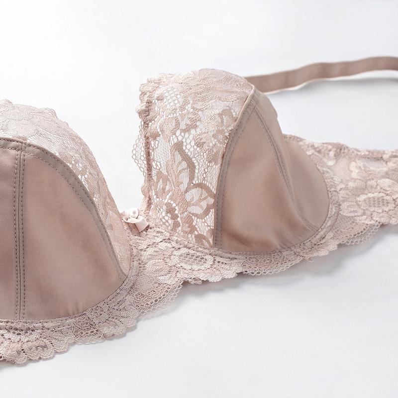 Lace Perspective Bras for Women Sexy Lingerie Underwire Embroidery Floral Bralette Large Size C D E 80 85 90 95 100 105 Lingerie 3
