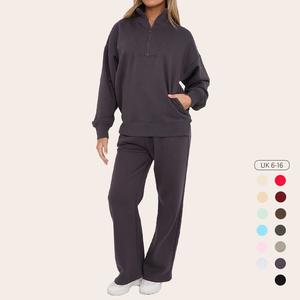 Rela Rela Premium Fleece Lined Half Zip Top & Jogger Co-Ord Tracksuit Set UK 6-16 Basic Comfort Long Sleeve Matching Womenswear Casual Chic Everyday Minimalist Clothing