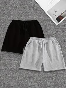 Men's Solid Drawstring Waist Shorts, Casual Comfort Pocket Straight Leg Track Shorts, Men's Bottoms for Gym Workout Running, Summer Outfits 2024