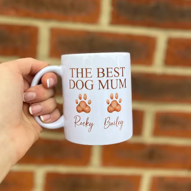 The Best Dog Mum Custom Mug with Paw, Personalised Mug, Ceramic Mug
