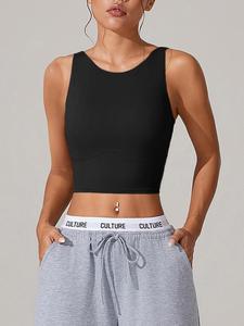 Women's Solid Color Sports Tank Top, Casual Comfortable Breathable Sports Top for Yoga Gym Workout Running Training, Ladies Sportswear for All Seasons, Women Workout Clothes