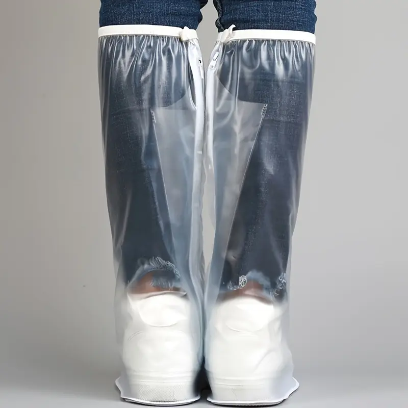 Good Oasis  Waterproof High-Tube Casual Plastic Shoe Covers in Solid Color - Feature a Reinforced Ring and Thickened Sole, Suitable for Both Men and Women for Outdoor Travel. 2