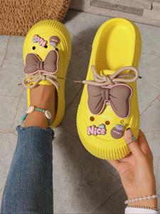 Women's Cute Cartoon Bowknot Design Clogs, Casual Comfortable Non-slip Clogs for Summer, Lightweight Breathable Shoes for Outdoor Beach, Soft Slippers