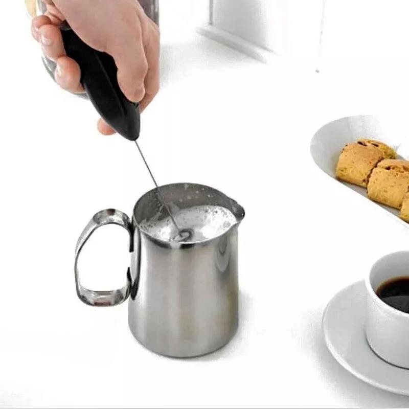 Electric Milk Frother Egg Whisk Mixer Beater Coffee Foamer Kitchen Silver & Back 5
