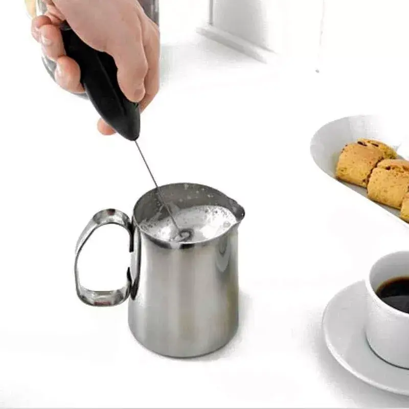 Electric Milk Frother Egg Whisk Mixer Beater Coffee Foamer Kitchen Silver & Back 5