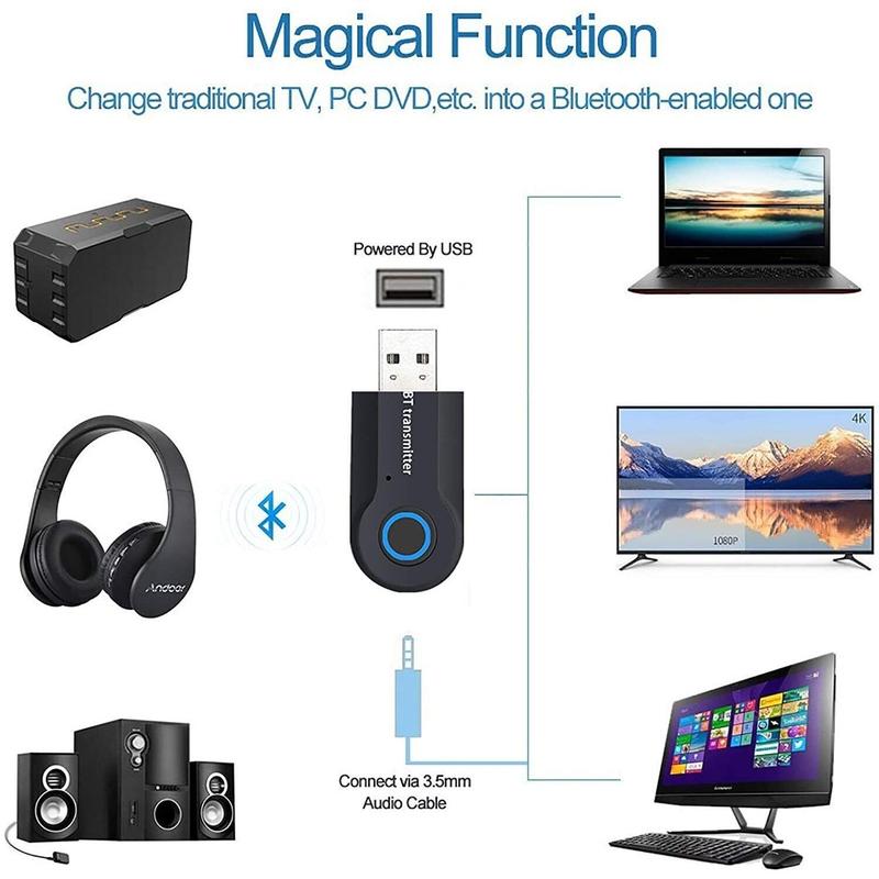 Bluetooth Transmitter Aigoss, Wireless Portable USB Transmitter, Bluetooth 4.2 f 6