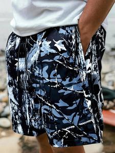 Men's Camo Print Drawstring Waist Shorts, Loose Casual Quick Drying Shorts for Summer, Men's Bottoms for Beach Vacation
