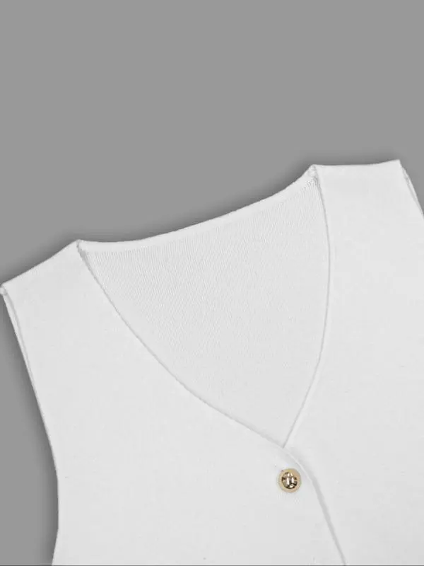 Women's Spring/Summer Solid Color Knit TankTop with Gold Buttons-Soft & Breathable, Chic& Stylish for Casual Outings, Travel & EverydayWear 5
