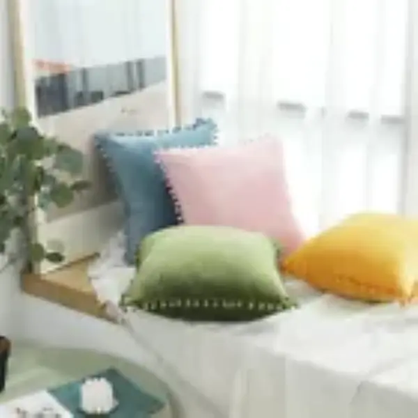 Pom Pom Velvet Cushion Covers Soft Throw Pillow Cases Sofa Car Bed Home Decor